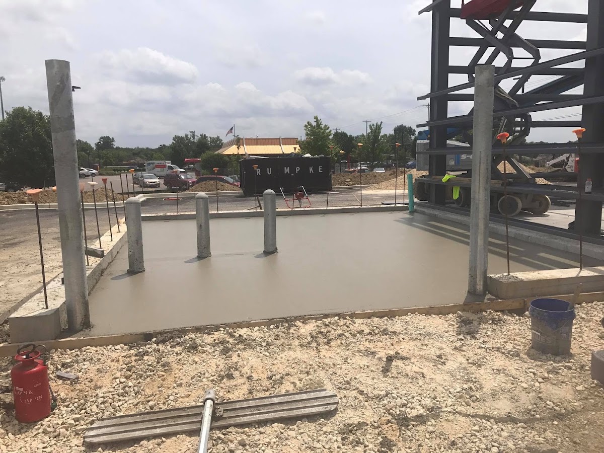 Commercial concrete pad pour at a construction site
